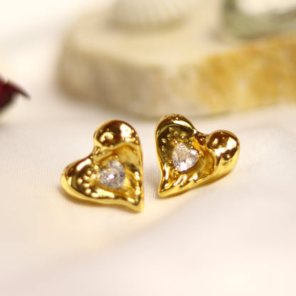 Heart Studs | 18k Gold Plated
