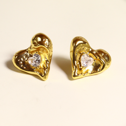 Heart Studs | 18k Gold Plated