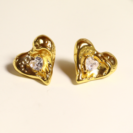 Heart Studs | 18k Gold Plated