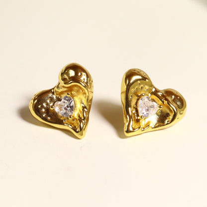 Heart Studs | 18k Gold Plated